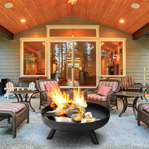 Fire Pit Bowl - Corten Steel Outdoor Tripod Fire Pit