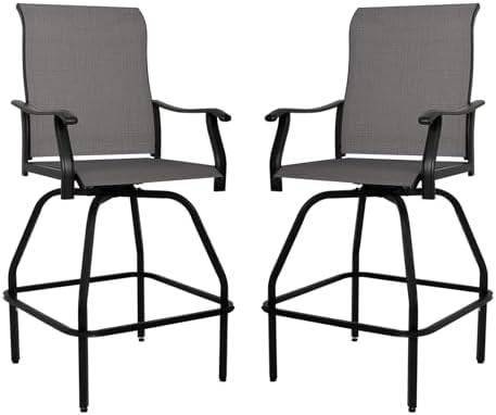 Outdoor Furniture Grey - Patio Bar Set 2pcs Swivel Bar