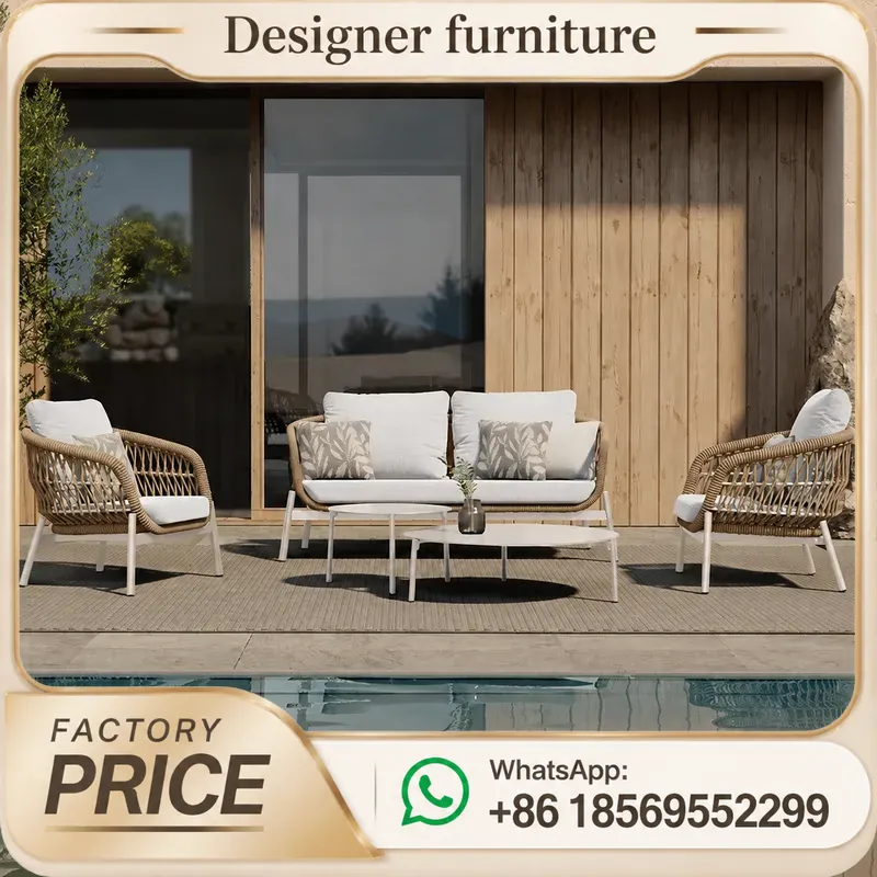Outdoor Furniture Balcony - Outdoor Rope Weaving Sofa Set For