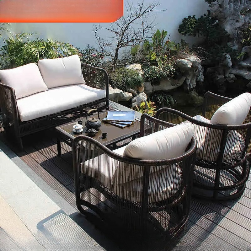 Outdoor Furniture Balcony - Outdoor Rattan Sofa Set Patio Garden