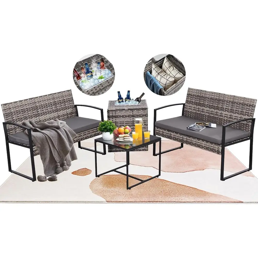 Outdoor Furniture Grey - 4-Piece Outdoor Patio Furniture Set with