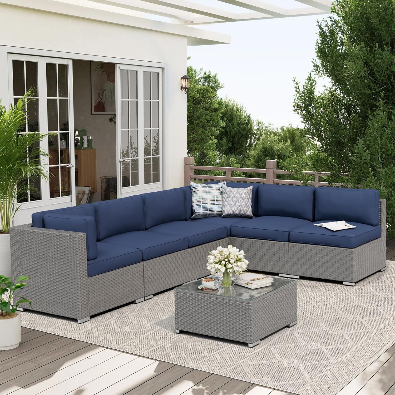 Outdoor Furniture Grey - 7-Piece Outdoor Patio Furniture Set Grey