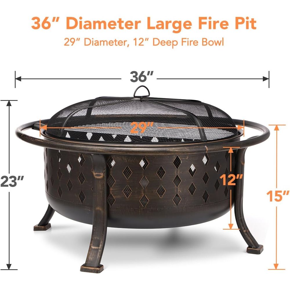 36 Inch Outdoor Wood Burning F - огляд і ціна Fire Pit Bowl