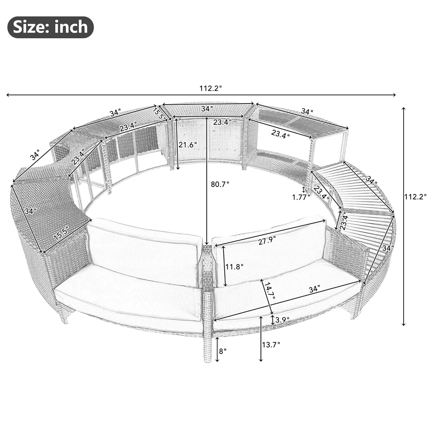 Rattan Patio Sofa Set with Sto - огляд і ціна Outdoor Furniture Grey