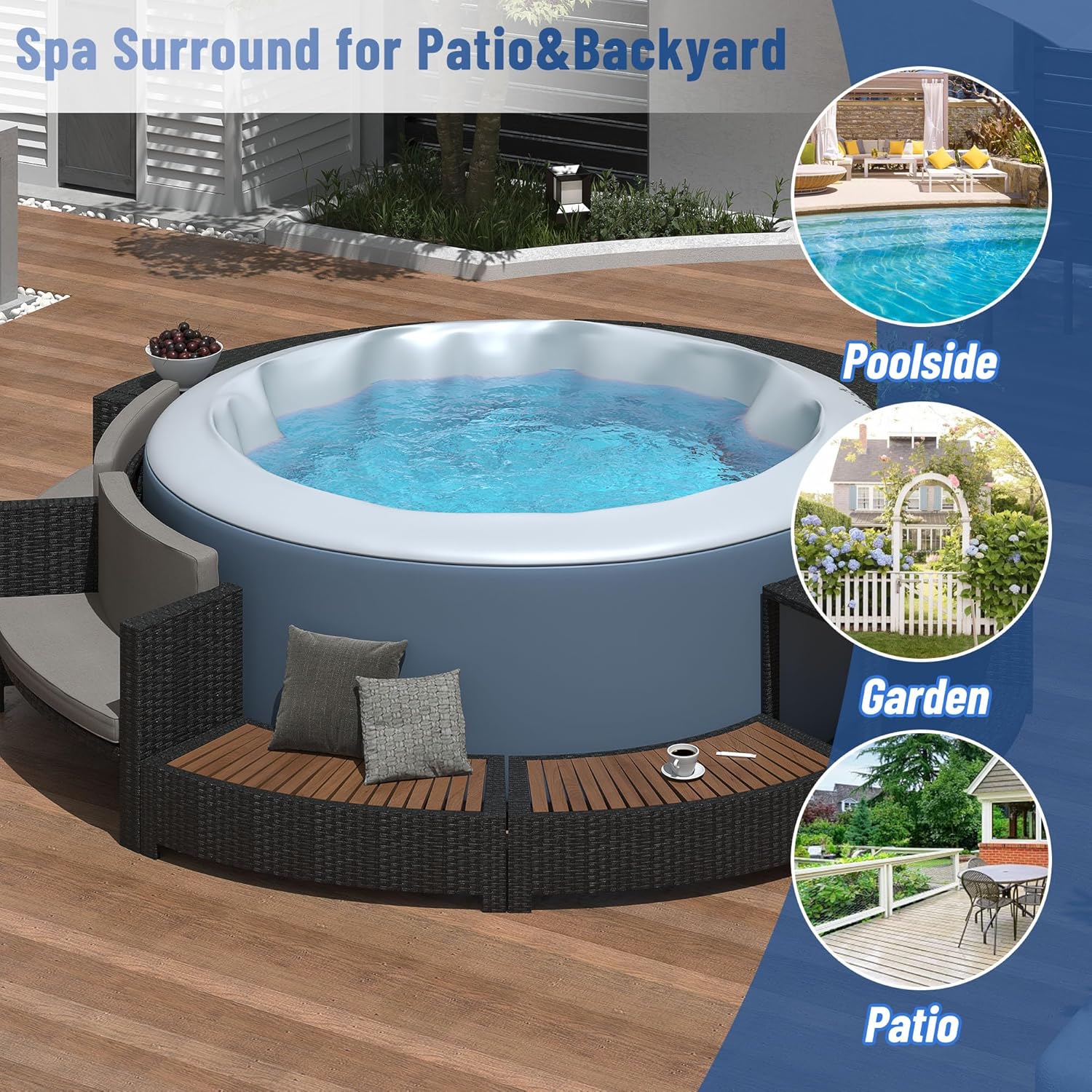 Rattan Patio Sofa Set with Sto - огляд і ціна Outdoor Furniture Grey
