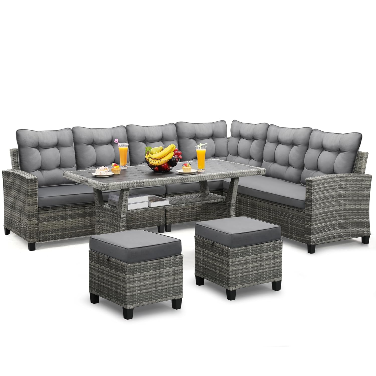 6 Piece Patio Furniture Set, D - огляд і ціна Outdoor Furniture Grey