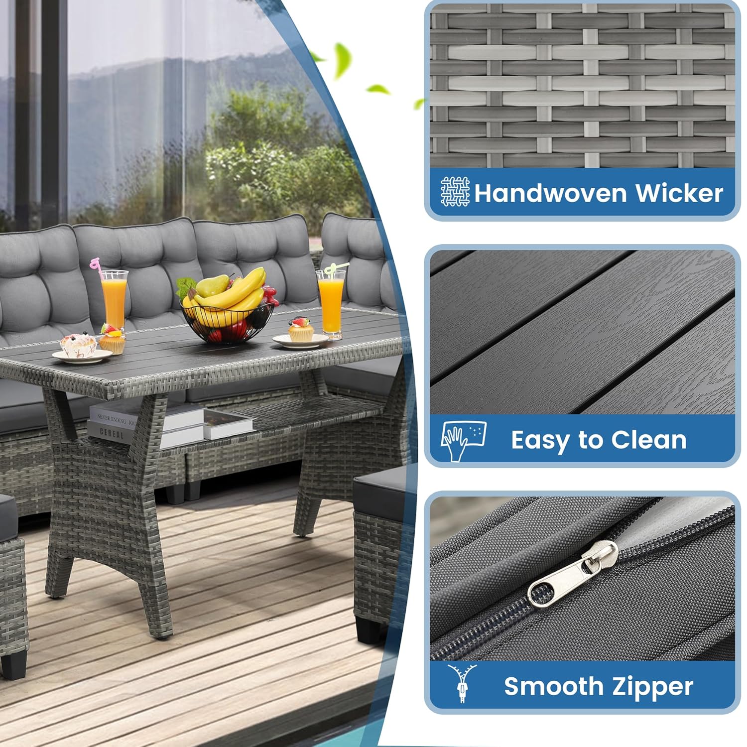 6 Piece Patio Furniture Set, D - огляд і ціна Outdoor Furniture Grey