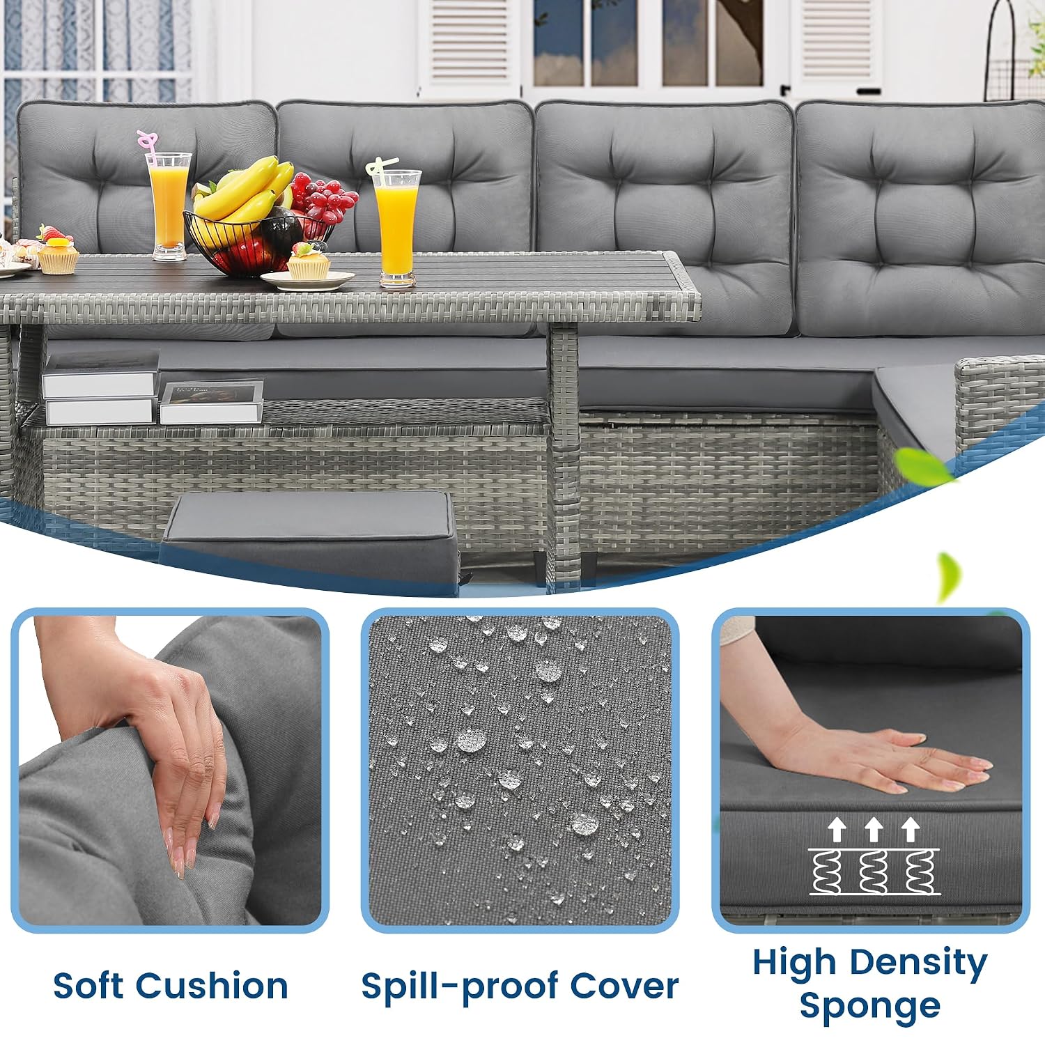 6 Piece Patio Furniture Set, D - огляд і ціна Outdoor Furniture Grey