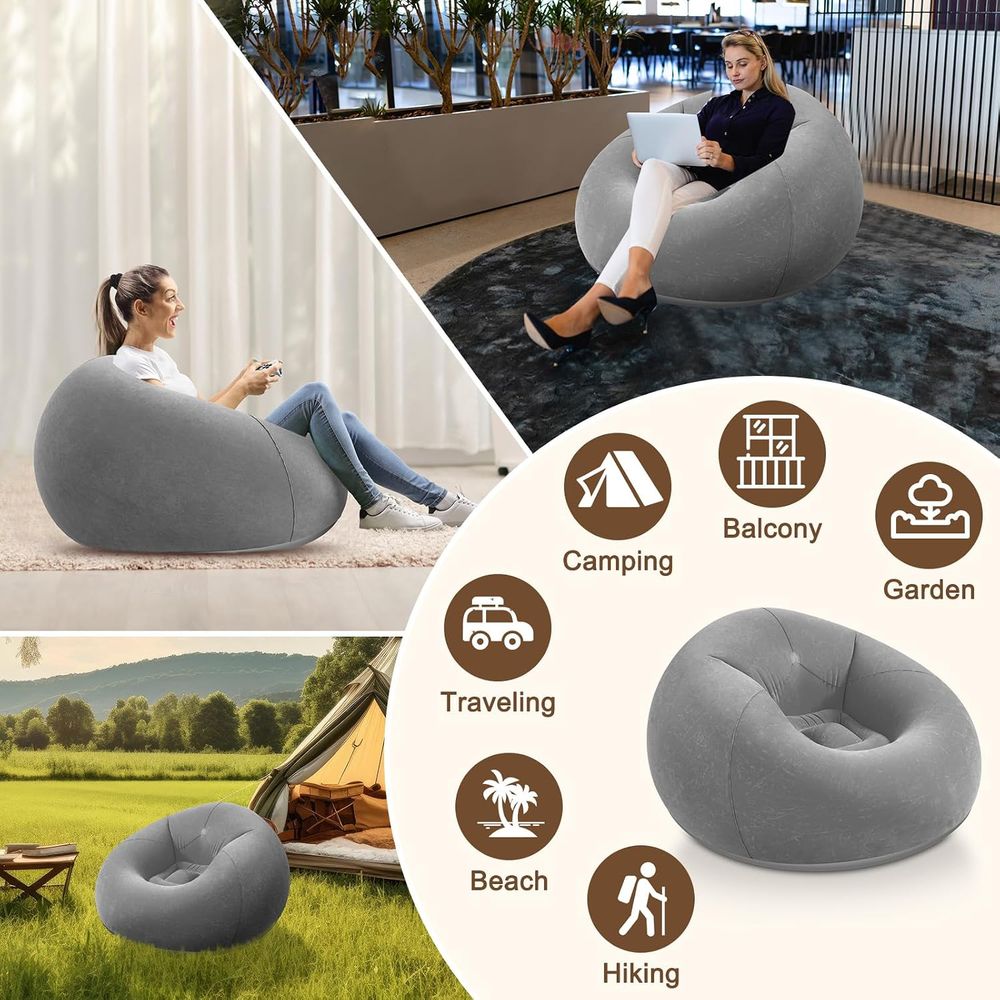 Inflatable Bean Bag Chairs, Gr - огляд і ціна Outdoor Furniture Grey