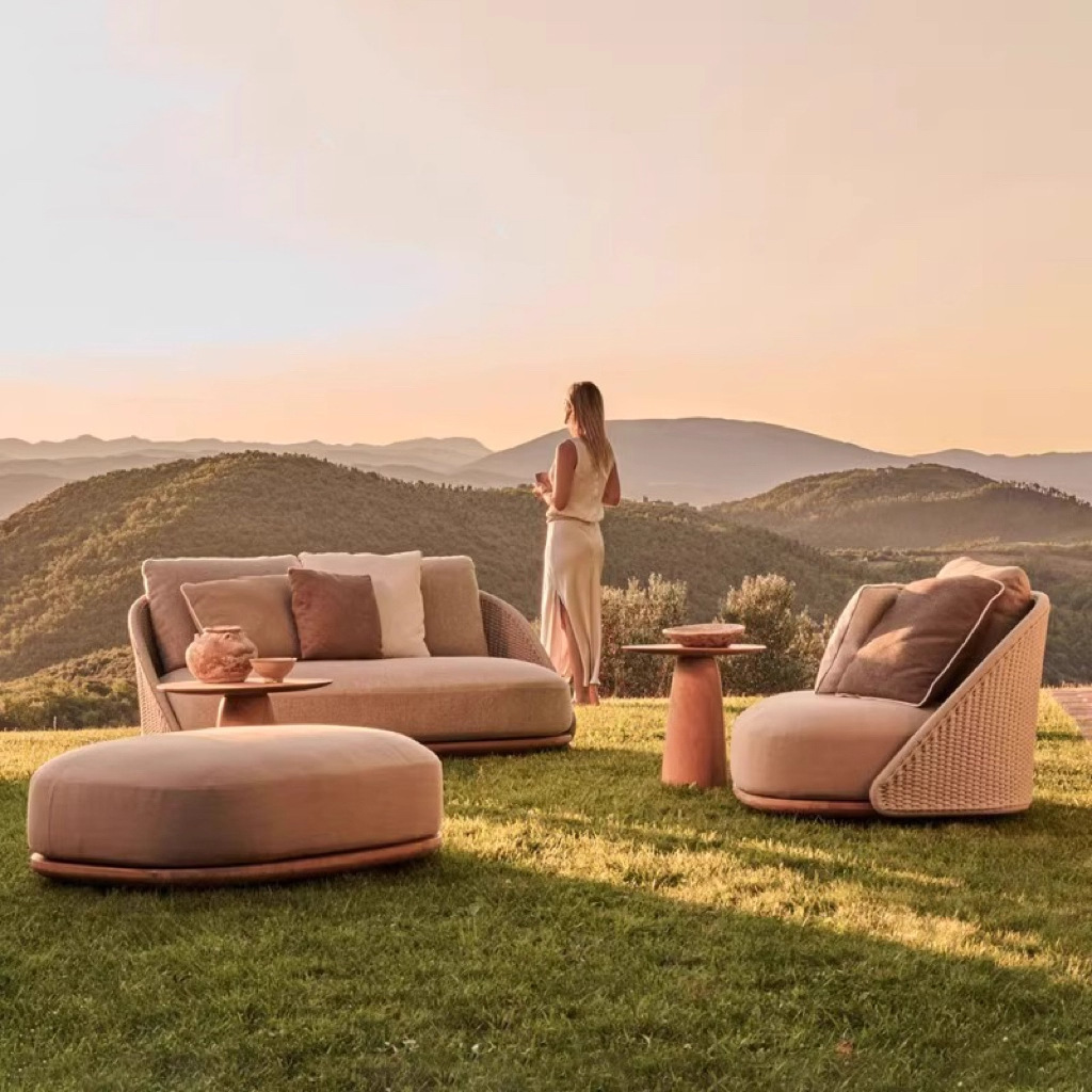 Nordic outdoor teak sofa villa - огляд і ціна Outdoor Furniture Balcony
