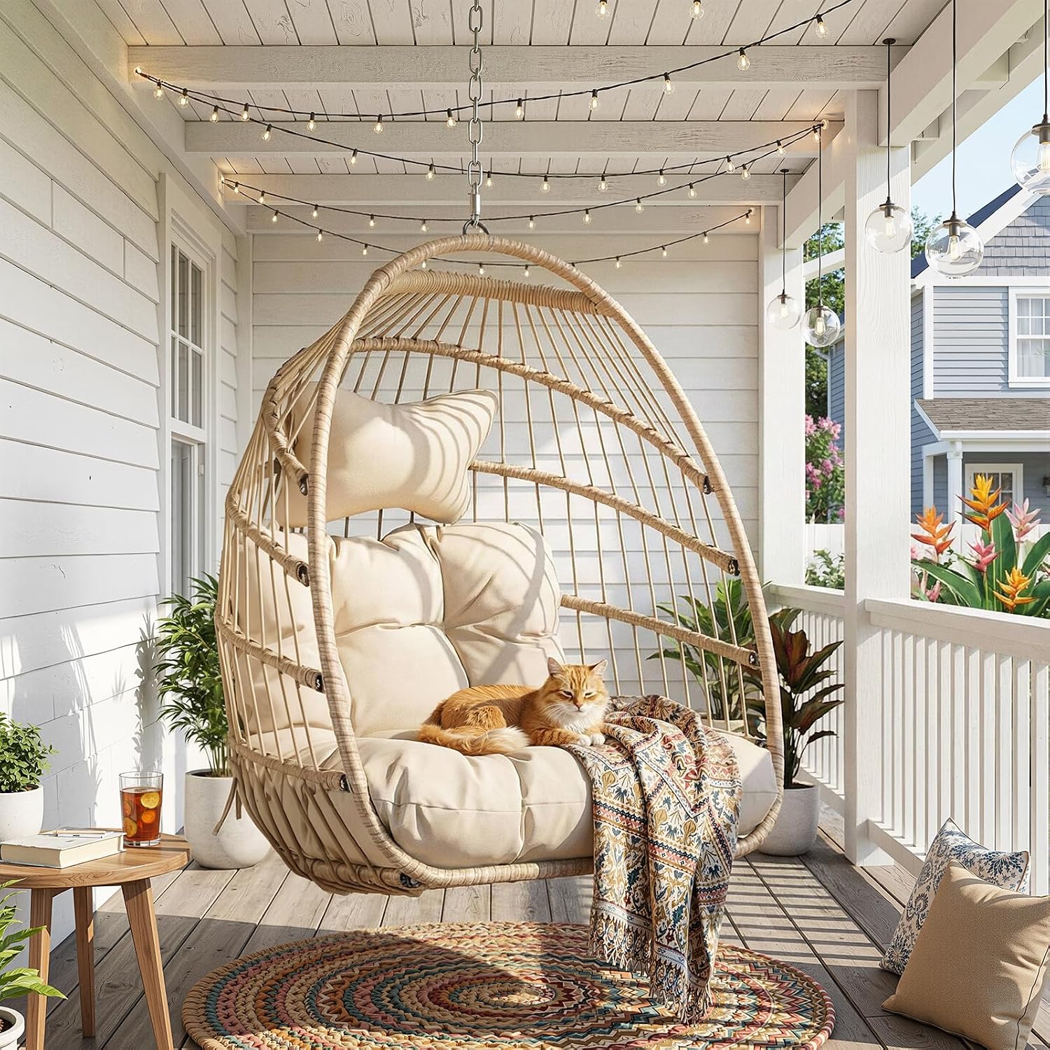 350LBS Wicker Hanging Egg Swin - огляд і ціна Outdoor Furniture Without Cushions