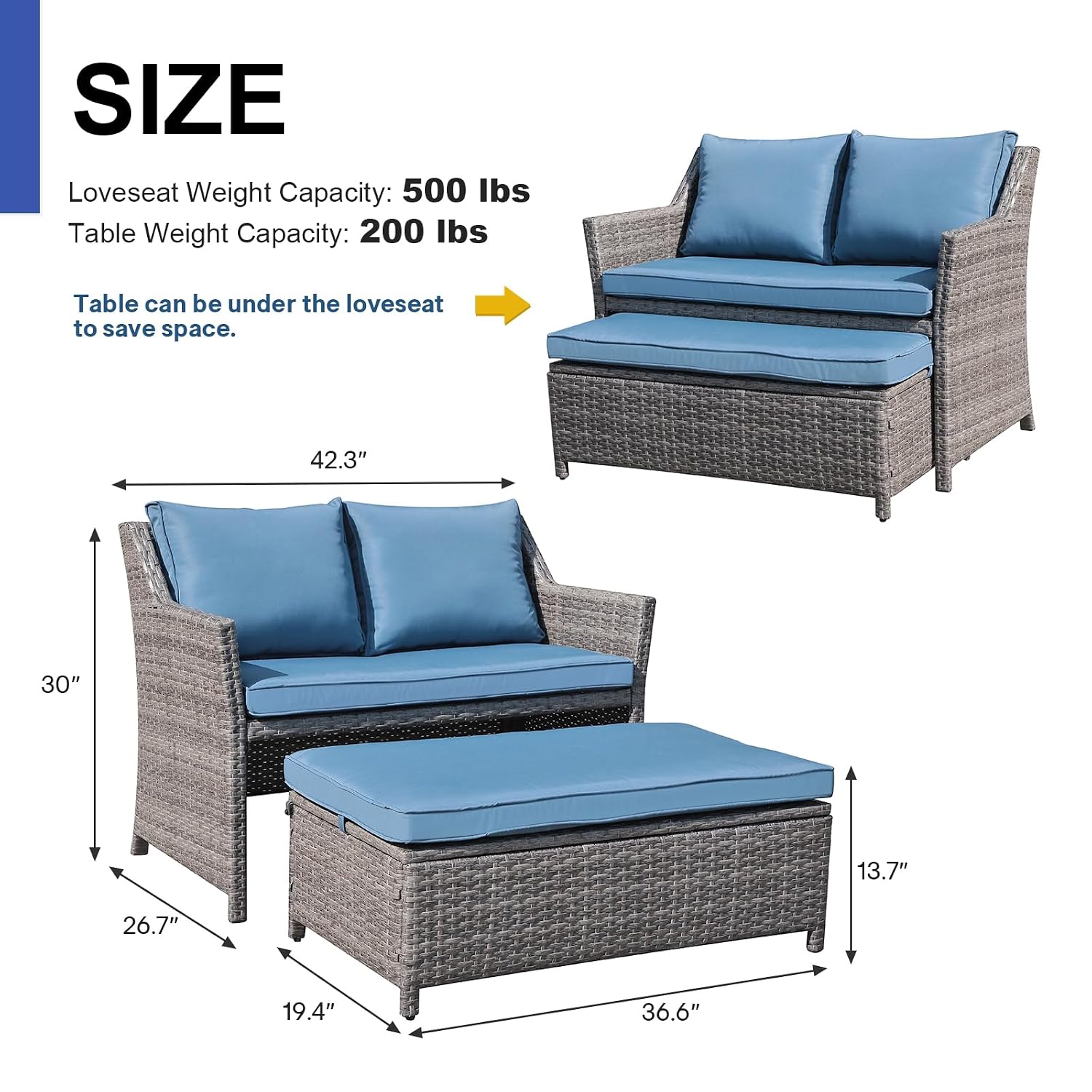 Wicker Patio Loveseat w/Storag - огляд і ціна Outdoor Furniture With Storage For Cushions