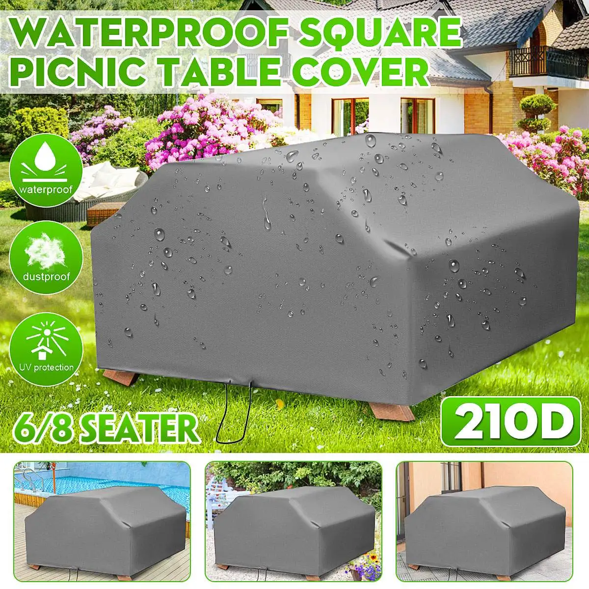 210D For 6/8 Seater Picnic Tab - огляд і ціна Outdoor Furniture Grey