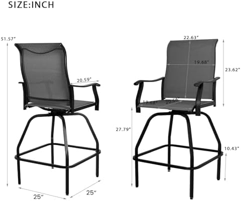 Patio Bar Set 2pcs Swivel Bar  - огляд і ціна Outdoor Furniture Grey