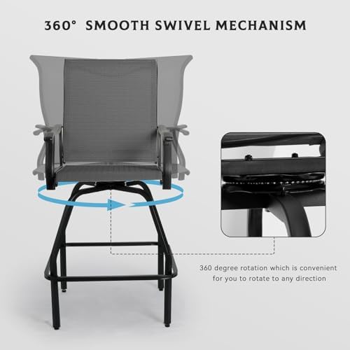Patio Bar Set 2pcs Swivel Bar  - огляд і ціна Outdoor Furniture Grey