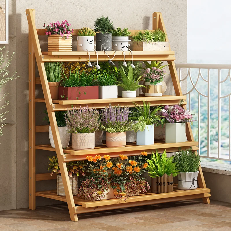 Solid Wood Flower Shelf Plant  - огляд і ціна Outdoor Furniture Balcony