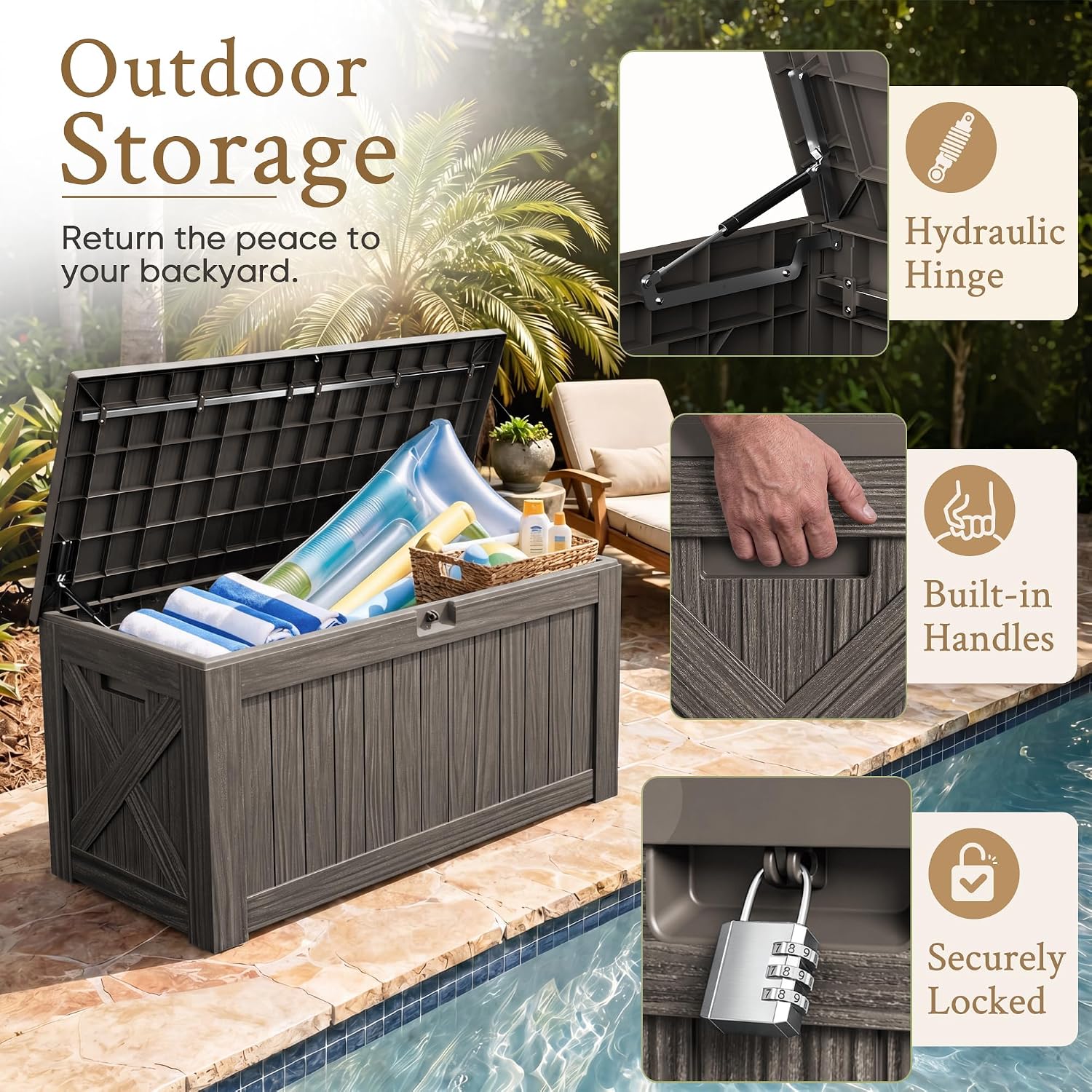 120 Gallon Large Deck Box Outd - огляд і ціна Outdoor Furniture With Storage For Cushions