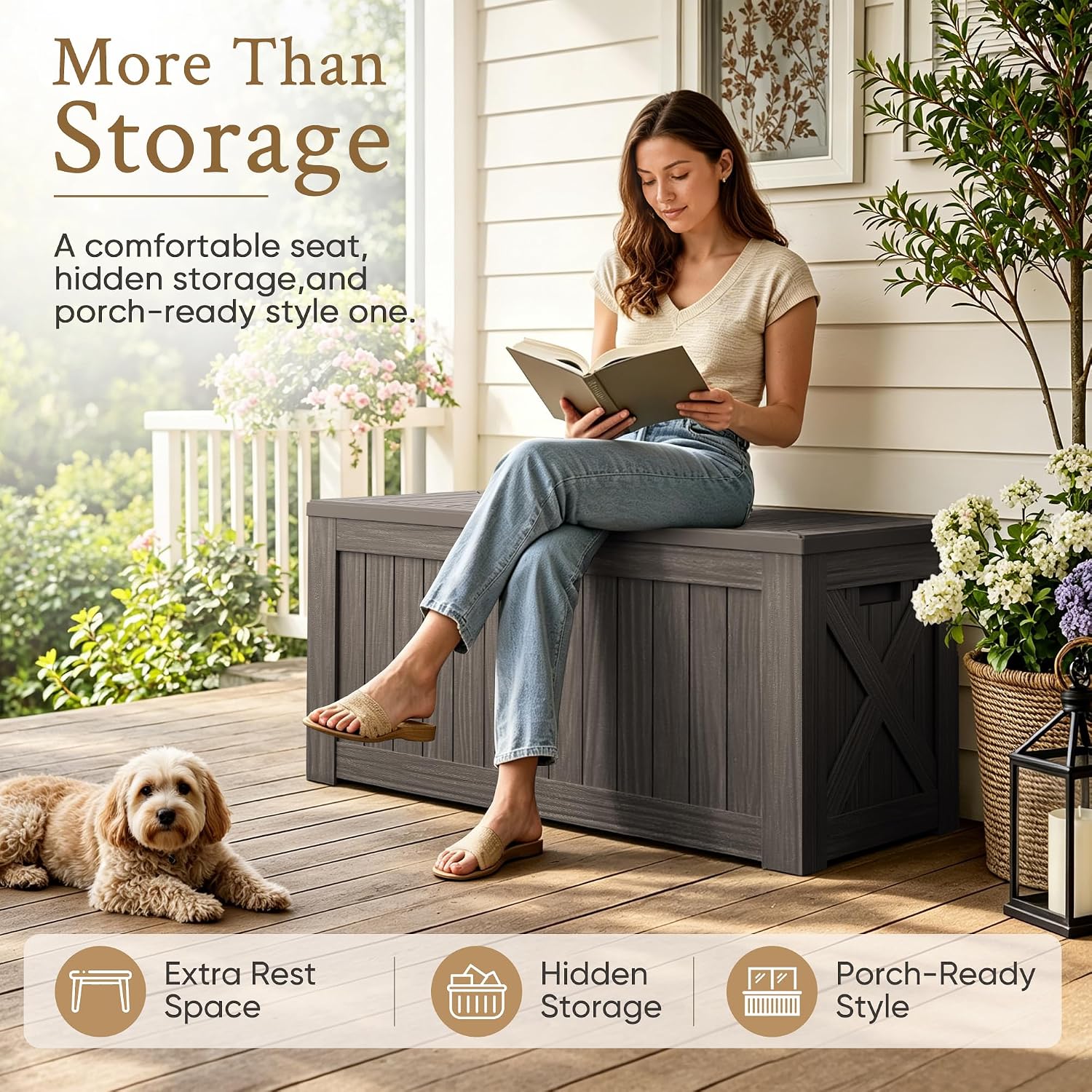 120 Gallon Large Deck Box Outd - огляд і ціна Outdoor Furniture With Storage For Cushions