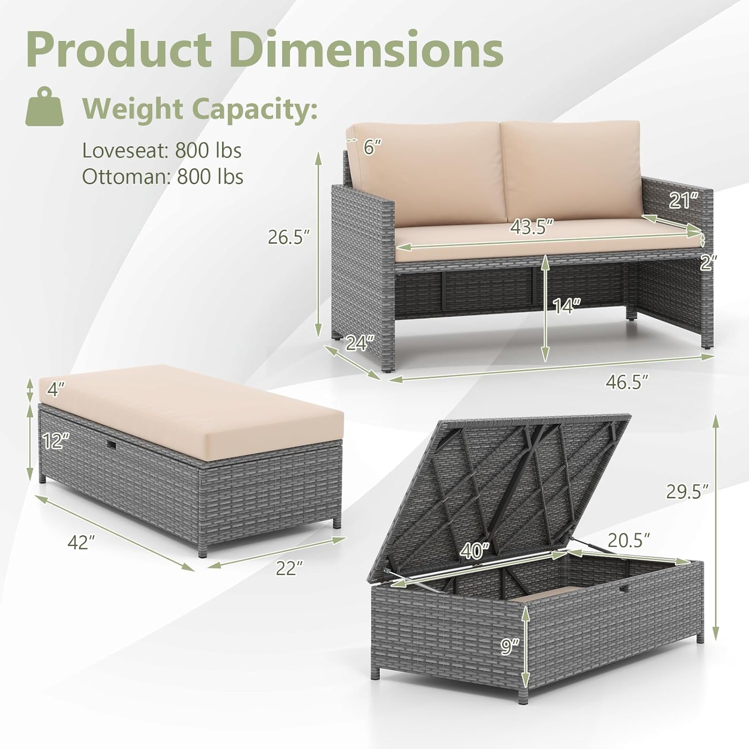 Wicker Patio Daybed Loveseat O - огляд і ціна Outdoor Furniture Balcony