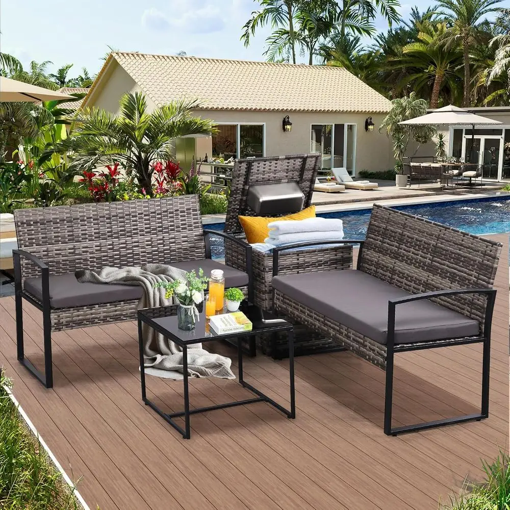 4-Piece Outdoor Patio Furnitur - огляд і ціна Outdoor Furniture Grey