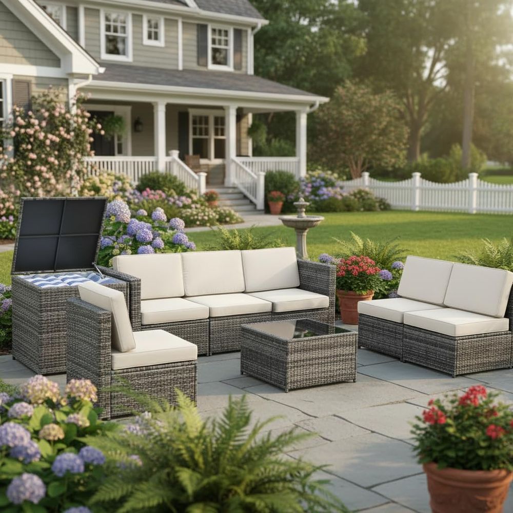 8-Piece Wicker Patio Furniture - огляд і ціна Outdoor Furniture With Storage For Cushions