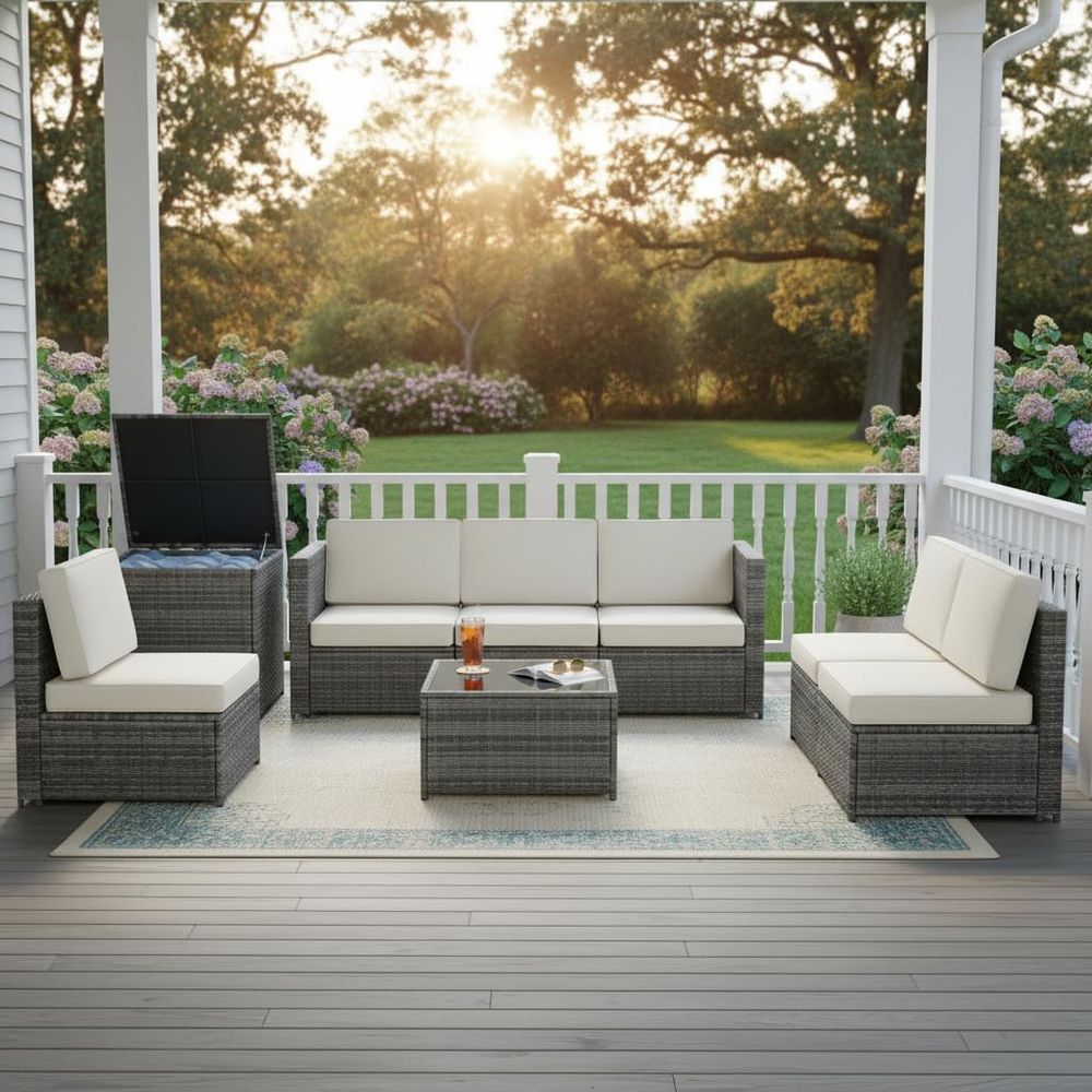 8-Piece Wicker Patio Furniture - огляд і ціна Outdoor Furniture With Storage For Cushions