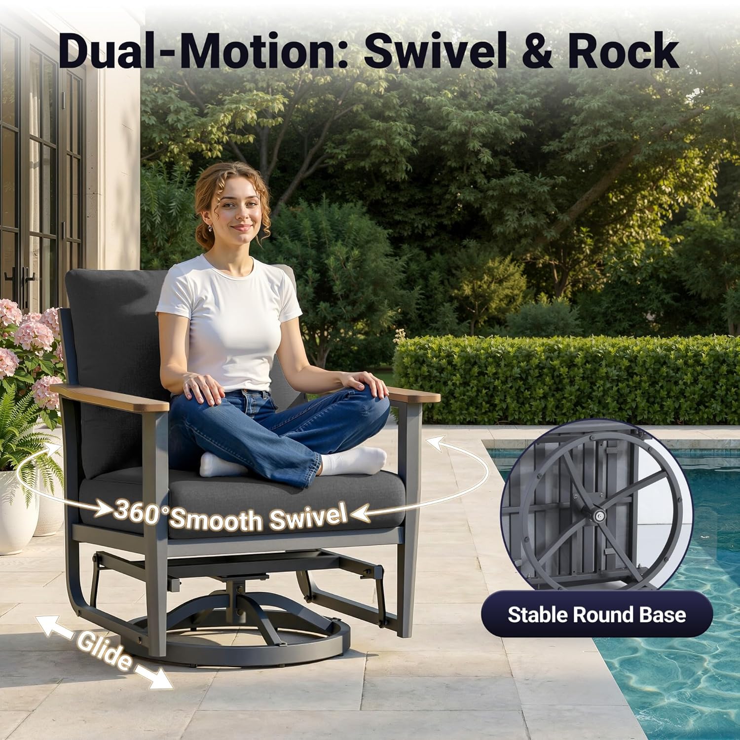 5pc Aluminum Patio Set Swivel  - огляд і ціна Outdoor Furniture Balcony