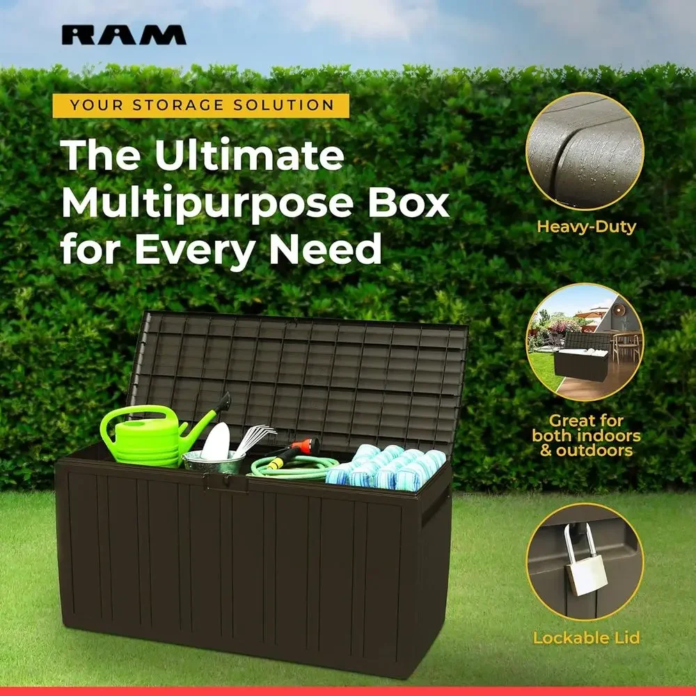 71 Gallon Brown Outdoor Storag - огляд і ціна Outdoor Furniture With Storage For Cushions