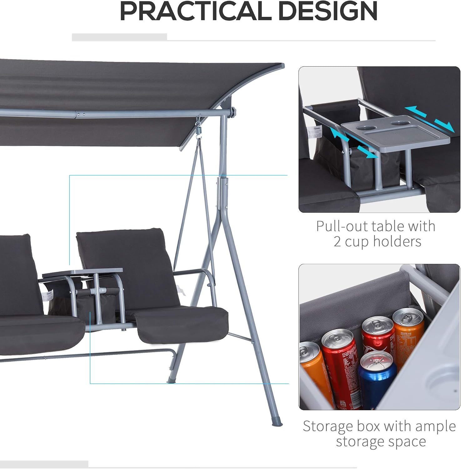 Outdoor 2 Person Porch Swing W - огляд і ціна Outdoor Furniture With Storage For Cushions