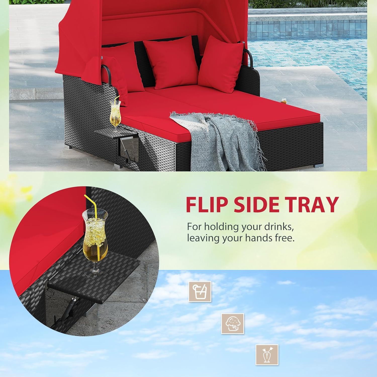 2 Person Rattan Outdoor Daybed - огляд і ціна Outdoor Furniture Balcony