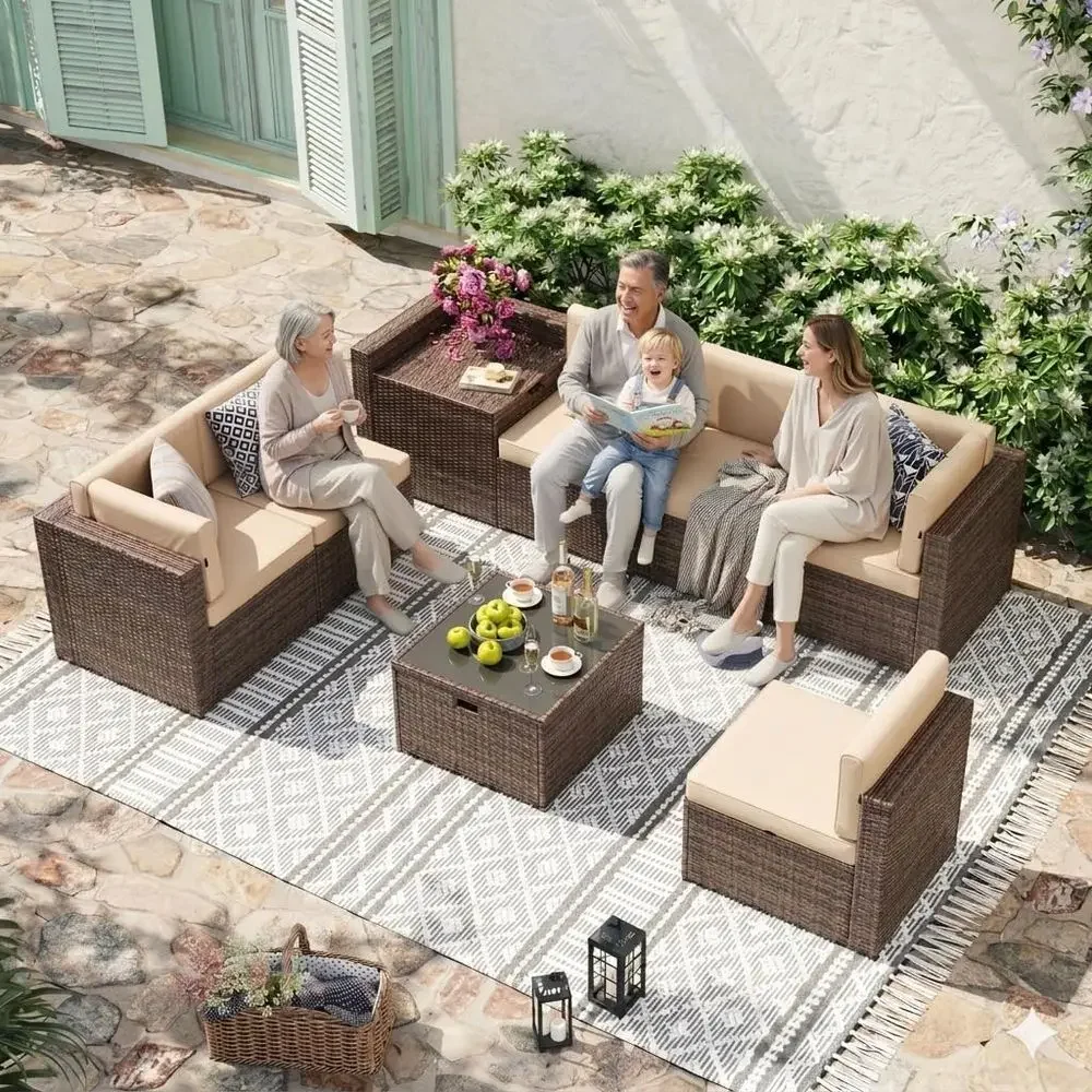 8-Piece Wicker Outdoor Furnitu - огляд і ціна Outdoor Furniture With Storage For Cushions
