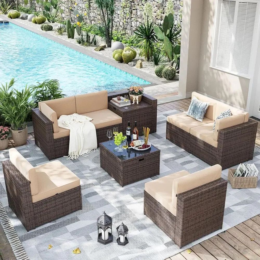 8-Piece Wicker Outdoor Furnitu - огляд і ціна Outdoor Furniture With Storage For Cushions