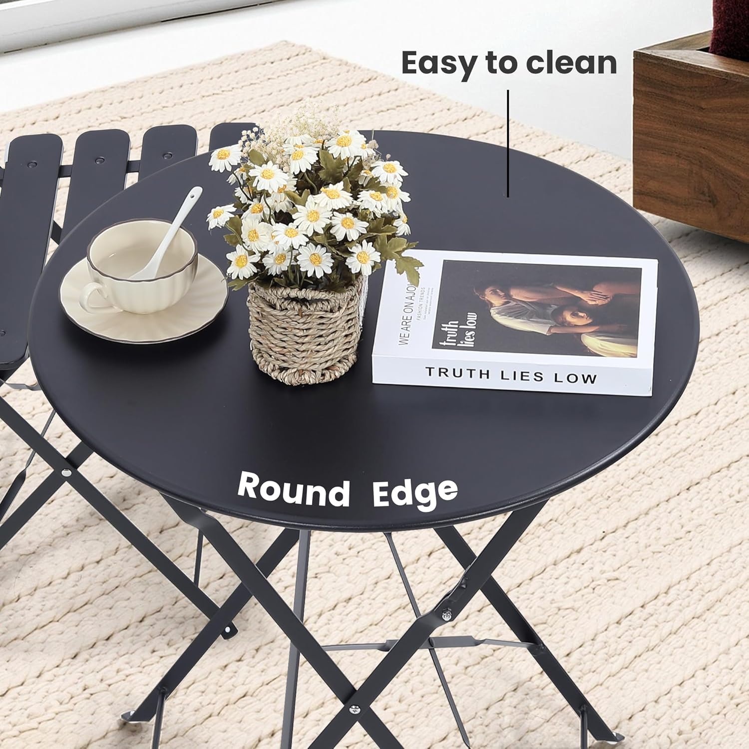 Space-saving black 3-piece fol - огляд і ціна Outdoor Furniture One Piece