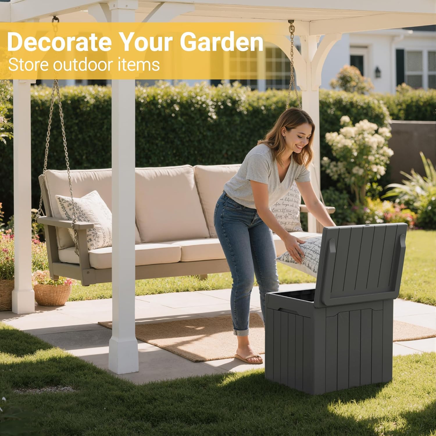 31 Gallon Outdoor Storage Box  - огляд і ціна Outdoor Furniture Grey