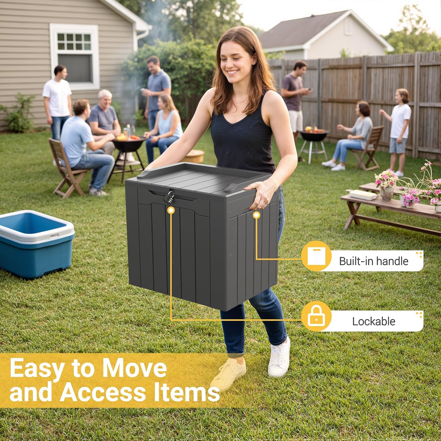 31 Gallon Outdoor Storage Box  - огляд і ціна Outdoor Furniture Grey