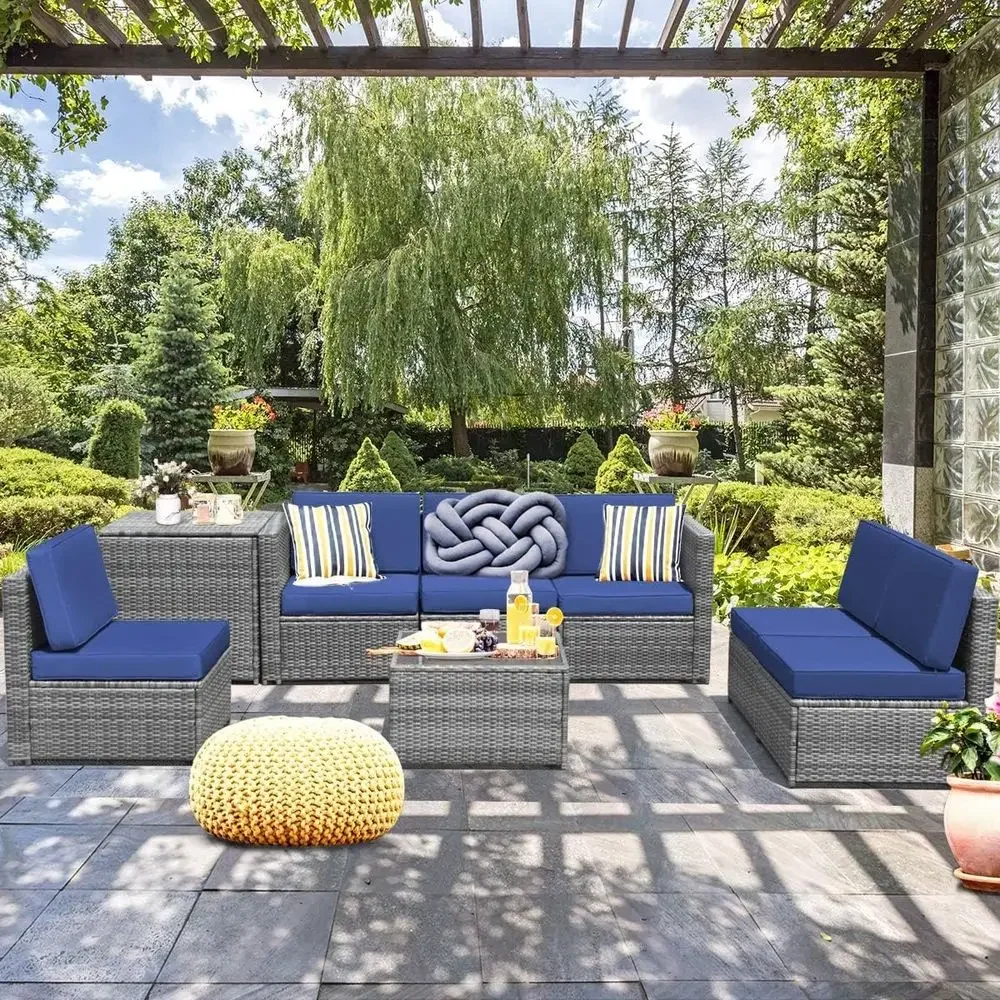 8-Piece Outdoor PE Rattan Pati - огляд і ціна Outdoor Furniture With Storage For Cushions