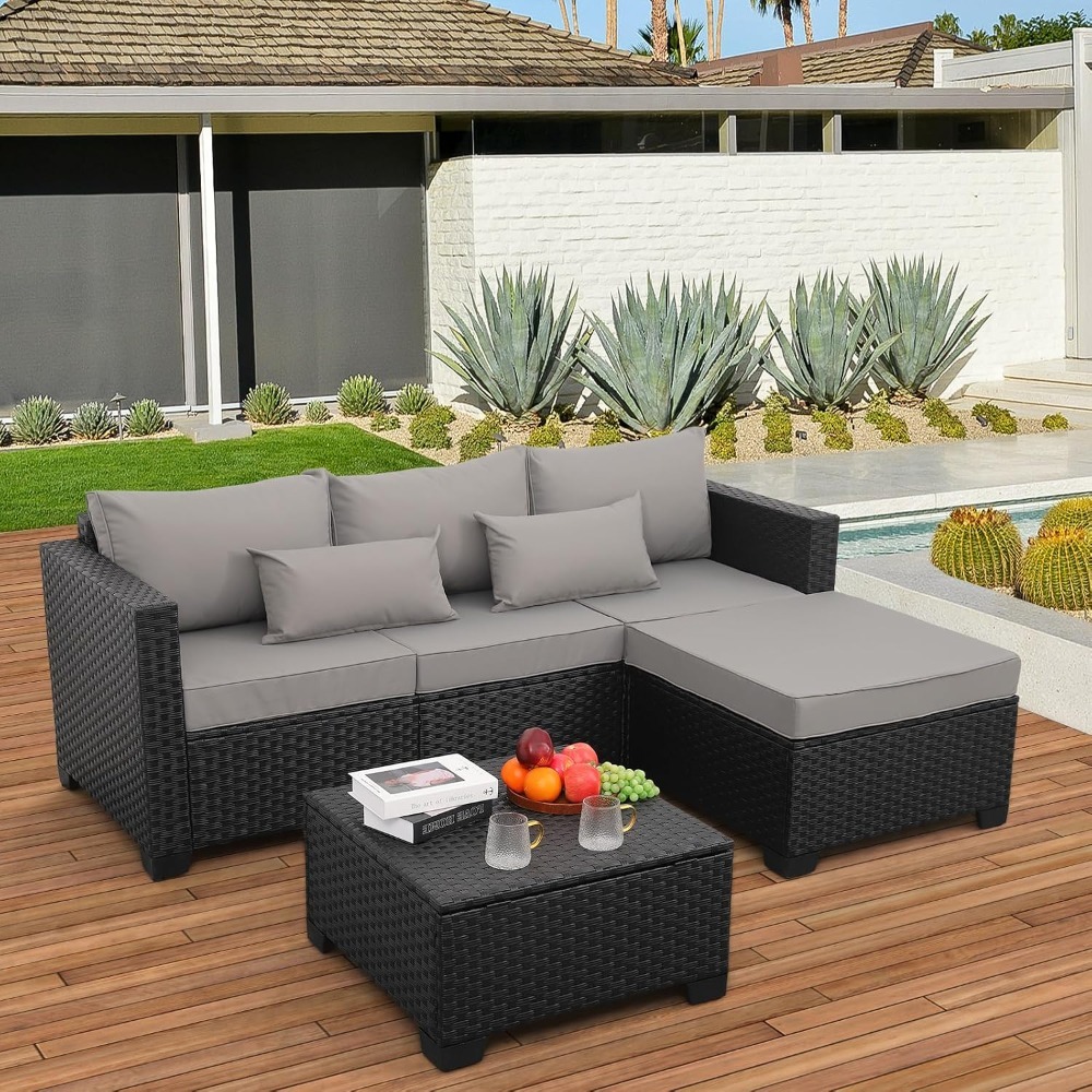 3-Piece Outdoor Wicker Section - огляд і ціна Outdoor Furniture With Storage For Cushions