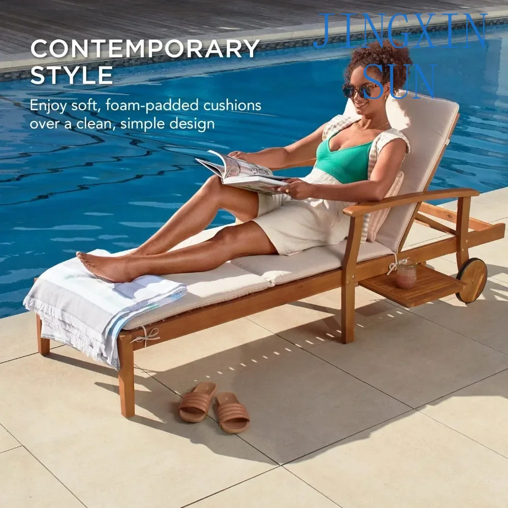 79x26in Acacia Wood Chaise Lou - огляд і ціна Outdoor Furniture Without Cushions